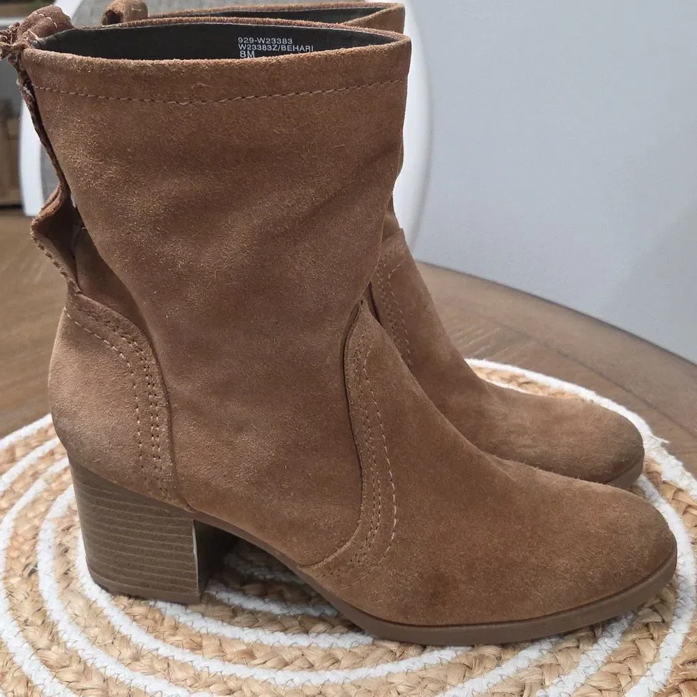 WHITE MOUNTAIN SUEDE LEATHER BERNATA ANKLE BOOTS CHESTNUT SZ 8